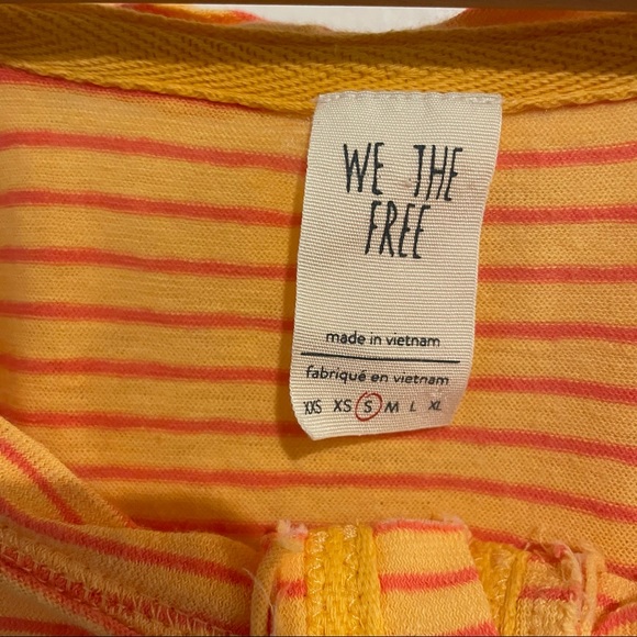 Free People Orange Stripe Hong Kong Henley Top S - Picture 7 of 9